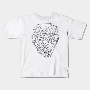 Scary Bionic Cyborg Monster Horror Black Lineart Kids T-Shirt